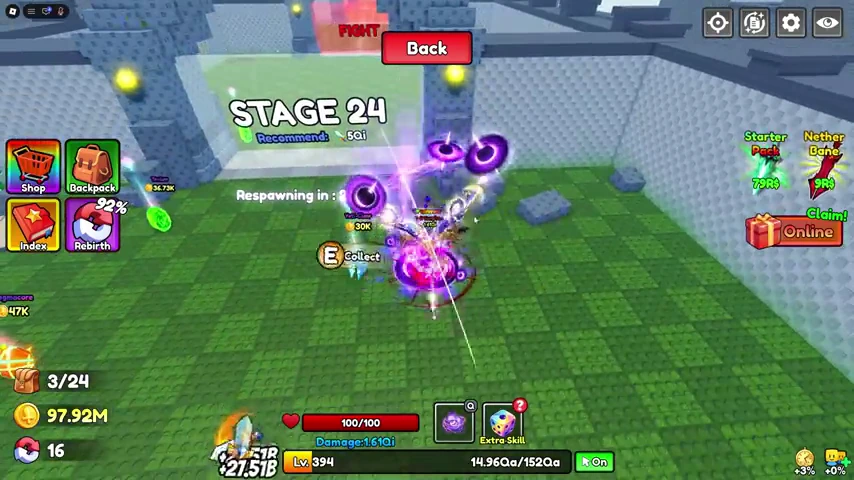 Stage 24 sign and ore collection prompt during Default's Loot To Forge run